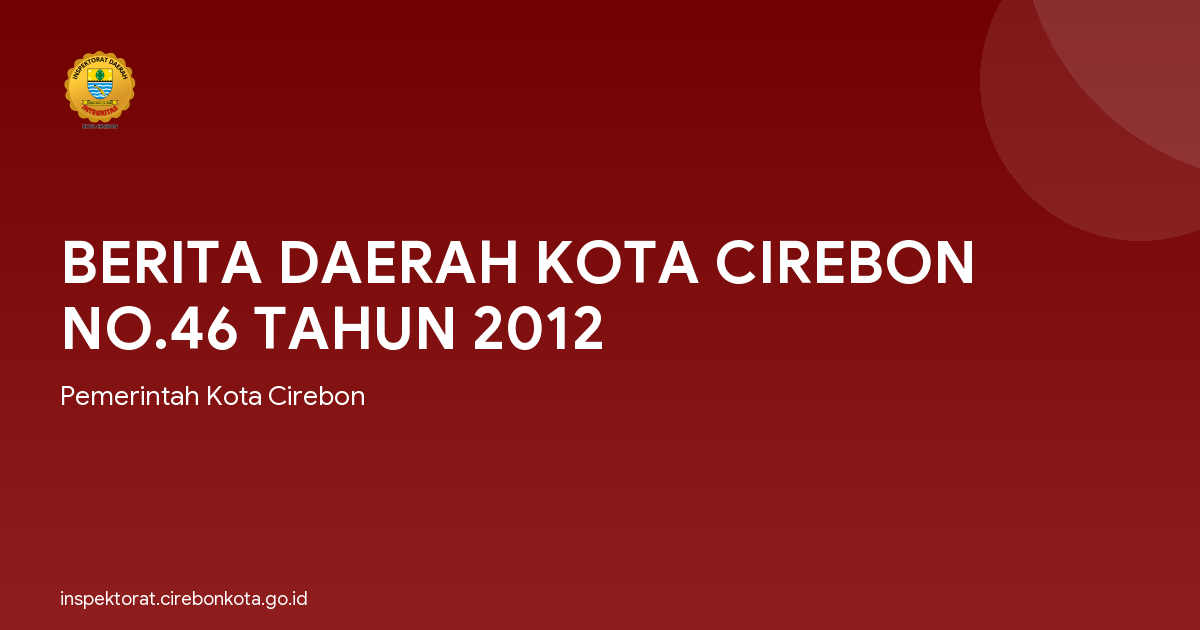 BERITA DAERAH KOTA CIREBON NO.46 TAHUN 2012